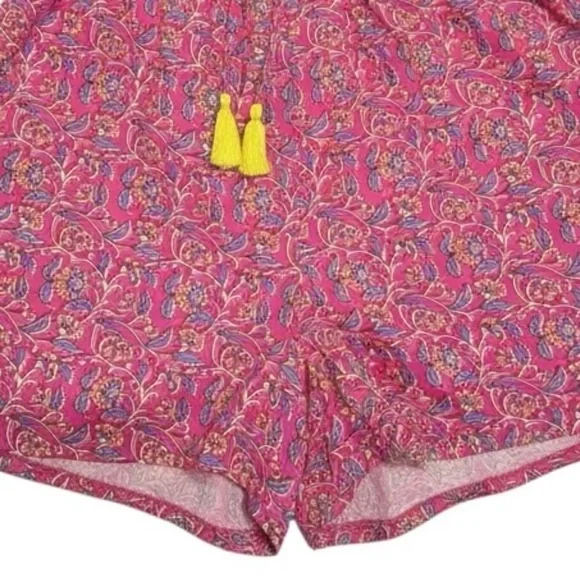 J.Crew Embroidered Romper Women’s Sz 8 Pink Vines Block Print Raglan Puff Sleeve - Picture 8 of 16